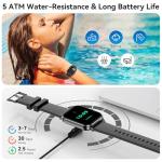 Jacoosa Smart Watch, 1.83" HD Touchsreen Fitness Tracker, Bluetooth Calls, 5 ATM Waterproof, 130+ Workouts, Health & Sleep Tracking, Timer, for Android/iPhone (Black)