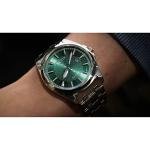 Citizen Men's Eco-Drive Classic Peyton Watch, 3-Hand Date, Sapphire Crystal, Luminous Markers, Silver/Green Dial