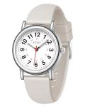 CIVO Nurse Watch for Women Men: Waterproof Nursing Easy Read Dial Wristwatch - Analog Watches for Ladies Students Beige 12/24 Hour with Second Hand