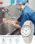 CIVO Nurse Watch for Women Men: Waterproof Nursing Easy Read Dial Wristwatch - Analog Watches for Ladies Students Beige 12/24 Hour with Second Hand