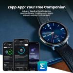 Amazfit Active 2 Smart Watch 44mm, 10 Day Battery, Fitness Tracker, Sleep Monitor, GPS Maps, 160+ Sport Modes, Water Resistant, for Android & Apple iPhone, Sapphire Glass, Black Leather Strap