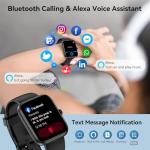 Mikego Smart Watch with Alexa Built-in, 1.83" HD Touchscreen & Fitness Tracker with Message Call Function, 120+ Sport Modes, IP68 Waterproof, 24/7 Heart Rate/Sleep Monitor, for Android iPhone (Black)