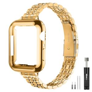 QUNDAXI Slim Watch Band Compatible with Apple Watch 41mm 45mm 42mm 44mm 40mm 38mm Metal Stainless Steel Watchband Suitable for iWatch 9/8/7/6/5/4/3/2/1/SE Series Women Luxury Strap (38mm 40mm 41mm)