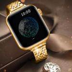 QUNDAXI Slim Watch Band Compatible with Apple Watch 41mm 45mm 42mm 44mm 40mm 38mm Metal Stainless Steel Watchband Suitable for iWatch 9/8/7/6/5/4/3/2/1/SE Series Women Luxury Strap (38mm 40mm 41mm)