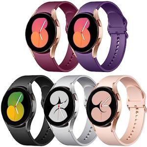 Lerobo 5 Pack Compatible with Galaxy Watch 7 6 5 4 Band 40mm 44mm/ Galaxy Watch 6 4 Classic Band 43mm 47mm 46mm 42mm/Watch 5 pro 45mm,Active 2, 20mm Watch Band Soft Silicone Sport Women Men