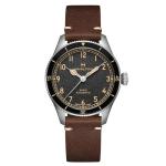Hamilton Watch Khaki Aviation Pilot Pioneer | Swiss Made | 38mm Stainless Steel Case | Black Dial Analog Watch | Brown Leather Strap (Model: H76205530)