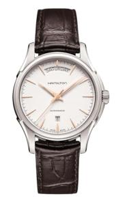 Hamilton Watch Jazzmaster Day Date Swiss Automatic Watch 40mm Case, White Dial, Leather Strap (Model: H32505511)