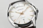 Hamilton Watch Jazzmaster Day Date Swiss Automatic Watch 40mm Case, White Dial, Leather Strap (Model: H32505511)