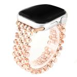 SWEETAXI Metal Elastic Watch Band, Designer Beaded Strap Compatible with Apple Watch Series Ultra/11/10/9/8/7/SE/6/5/4/3/2/1, 38-49mm, Silver (rose gold, 38/40/41/42mm(Series11/10))