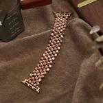 SWEETAXI Metal Elastic Watch Band, Designer Beaded Strap Compatible with Apple Watch Series Ultra/11/10/9/8/7/SE/6/5/4/3/2/1, 38-49mm, Silver (rose gold, 38/40/41/42mm(Series11/10))