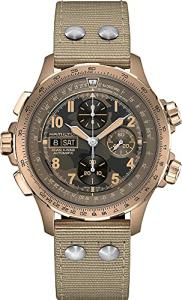 Hamilton Watch Khaki Aviation X-Wind Auto Chrono | Swiss Made | 45mm Stainless Steel Case | Brown Dial Analog Watch | Beige Textile Strap (Model: H77916920)