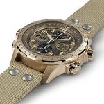 Hamilton Watch Khaki Aviation X-Wind Auto Chrono | Swiss Made | 45mm Stainless Steel Case | Brown Dial Analog Watch | Beige Textile Strap (Model: H77916920)