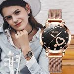 OLEVS Rose Gold Watch for Women Mesh Strap Fashion Dress Japanese Quartz Waterproof Luminous Ladies Watches Bracelet Sets