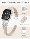 TOYOUTHS Compatible with Apple Watch Bands Women 38/40/41/42mm Dressy Slim Leather Strap with Designer Celtic Knot Interlock Buckle Bracelet for iWatch Series 11 10 9 8 7 6 5 4 SE 3 2 1, Starlight