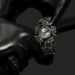 Weicam Women Vintage Cuff Bangle Bracelet Watch Carved Flowers Analog Quartz Wrist Watch