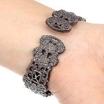 Weicam Women Vintage Cuff Bangle Bracelet Watch Carved Flowers Analog Quartz Wrist Watch