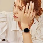 Lenrao Compatible Apple Watch Bands 40mm for Women, Metal Silver for Apple Watch Band 38mm 41mm 44mm 45mm 42mm ,Thin Stainless Steel Strap for Apple Watch Band Series 7 6 5 4 3 2 1 SE iWatch bands
