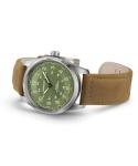 Hamilton Watch Khaki Field Titanium Auto | Swiss Made | 38mm Titanium Case | Green Dial Analog Watch | Brown Leather Strap (Model: H70205860)