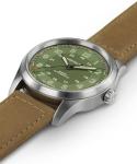 Hamilton Watch Khaki Field Titanium Auto | Swiss Made | 38mm Titanium Case | Green Dial Analog Watch | Brown Leather Strap (Model: H70205860)