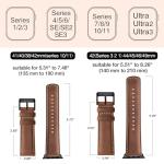 SUNFWR Leather Bands Compatible with Apple Watch Band 42mm(Series 3 2 1) 44mm 45mm 46mm 49mm for Men Women, Top Grain Genuine Leather Replacement Strap for iWatch Ultra 2, Ultra, SE2, SE, Series 10 9 8 7 6 5 4 3 2 1