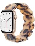 Heesch Blonde Tortoise Band Compatiable with Apple Watch Strecthy Band for Woman 38mm 41mm Fashion Resin Strap for iWatch 7,SE,6,5,4 40mm Wristband