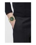 Versace Greca Logo Diver Collection Luxury Mens Watch Timepieces with a Two Tone Bracelet and Case Featuring a Green Dial