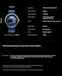 CIGA Design Mechanical Automatic Watch Blue Planet II·Atlantic, Round Stainless Steel Case, Earth-Like dial Design, Luminous Version, Premium Fluororubber Strap Watches Gifts for Men and Women