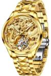 OUPINKE Men's Luxury Dragon-Engraved Tourbillon Watch Tungsten Steel Sapphire Crystal
