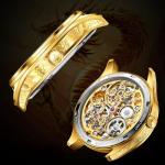 OUPINKE Men's Luxury Dragon-Engraved Tourbillon Watch Tungsten Steel Sapphire Crystal