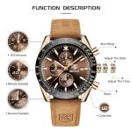 BY BENYAR Mens Watches Analog Quartz Chronograph Waterproof Luminous Watch for Men Business Work Sport Casual Brown Leather Band Dress Men's Wrist Watches Elegant Gifts for Men