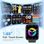 Smart Watch for Men Women, 1.85" HD Fitness Tracker with Bluetooth Calls, 120+ Sport Modes Fitness Watch, Fitness Tracker 24/7 Heart Rate/Sleep Monitor, IP68 Waterproof, Smartwatch for Android/iPhone