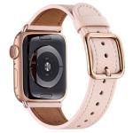 MNBVCXZ Compatible with Apple Watch Band 38mm 40mm 41mm 42mm 44mm 45mm 46mm 49mm Women Men Genuine Leather Replacement Strap for iWatch Series 11 10 9 8 7 6 5 4 3 2 1 SE Ultra (Pink Sand/Rose Gold)