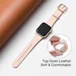 MNBVCXZ Compatible with Apple Watch Band 38mm 40mm 41mm 42mm 44mm 45mm 46mm 49mm Women Men Genuine Leather Replacement Strap for iWatch Series 11 10 9 8 7 6 5 4 3 2 1 SE Ultra (Pink Sand/Rose Gold)