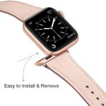 MNBVCXZ Compatible with Apple Watch Band 38mm 40mm 41mm 42mm 44mm 45mm 46mm 49mm Women Men Genuine Leather Replacement Strap for iWatch Series 11 10 9 8 7 6 5 4 3 2 1 SE Ultra (Pink Sand/Rose Gold)