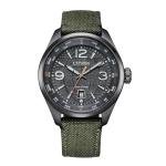 Citizen Men's Eco-Drive Weekender Sport Casual, Gray Stainless Steel Watch, Green Nylon Strap, 3 Hand, Date (Model: AW1837-11H)