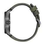 Citizen Men's Eco-Drive Weekender Sport Casual, Gray Stainless Steel Watch, Green Nylon Strap, 3 Hand, Date (Model: AW1837-11H)