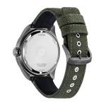 Citizen Men's Eco-Drive Weekender Sport Casual, Gray Stainless Steel Watch, Green Nylon Strap, 3 Hand, Date (Model: AW1837-11H)