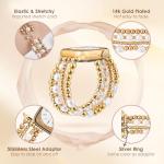 AIRSPO Gold Beaded Bracelets Compatible for Apple Watch Band 38mm 40mm 41mm 42mm 44mm 45mm Women, Fashion Handmade Dressy iPhone Watch Bands Elastic Strap for iWatch Series SE 8 7 6 5 4 3 2 1 (Gold, 38mm/40mm/41mm-S(5.3"-6.2"))