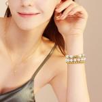 AIRSPO Gold Beaded Bracelets Compatible for Apple Watch Band 38mm 40mm 41mm 42mm 44mm 45mm Women, Fashion Handmade Dressy iPhone Watch Bands Elastic Strap for iWatch Series SE 8 7 6 5 4 3 2 1 (Gold, 38mm/40mm/41mm-S(5.3"-6.2"))