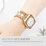 AIRSPO Gold Beaded Bracelets Compatible for Apple Watch Band 38mm 40mm 41mm 42mm 44mm 45mm Women, Fashion Handmade Dressy iPhone Watch Bands Elastic Strap for iWatch Series SE 8 7 6 5 4 3 2 1 (Gold, 38mm/40mm/41mm-S(5.3"-6.2"))
