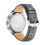 Citizen Men's Eco-Drive Sport Casual Chronograph Watch, Gray Leather Strap, Silver-Tone Dial, Chronograph, Date (Model: CA4500-24H)