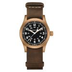 Hamilton Watch Khaki Field Mechanical Bronze | Swiss Made | 38mm Stainless Steel Case | Black Dial Analog Watch | Brown Leather NATO Strap (Model: H69459530)
