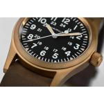 Hamilton Watch Khaki Field Mechanical Bronze | Swiss Made | 38mm Stainless Steel Case | Black Dial Analog Watch | Brown Leather NATO Strap (Model: H69459530)