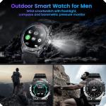 Smart Watch for Men Android iPhone: Smartwatch Answer Call and Make Call with Heart Rate Blood Pressure Pedometer Compass Barometer Sport Fitness Tracker 1.43" AMOLED Waterproof Outdoor Men's Watches