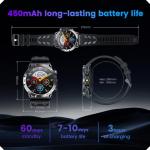 Smart Watch for Men Android iPhone: Smartwatch Answer Call and Make Call with Heart Rate Blood Pressure Pedometer Compass Barometer Sport Fitness Tracker 1.43" AMOLED Waterproof Outdoor Men's Watches