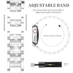 Mosonio Compatible with Apple Watch Band 44mm with Case Women, Jewelry Replacement Metal Wristband Strap with 2 Pack Bling PC Protective Cover for iWatch Series SE/6/5/4(Silver)-NOT FOR 40mm