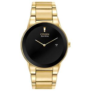 Citizen Men's Eco-Drive Modern Axiom Watch in Gold-tone Stainless Steel, Black Dial (Model: AU1062-56E)