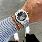 PIERRE RICHARDSON PR5921 Men’s Watch – Black Dial, Silver Stainless Steel, Automatic, Sapphire, 41mm, 10ATM, Studded Watch