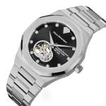 PIERRE RICHARDSON PR5921 Men’s Watch – Black Dial, Silver Stainless Steel, Automatic, Sapphire, 41mm, 10ATM, Studded Watch