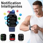 Smart Watch for Men Women, 2.01" AMOLED Curved Display Smart Watch, Bluetooth Call, 100+ Sport Modes, Fitness Tracker with 24/7 Heart Rate/Sleep Monitor, IP68 Waterproof Watch for Android iOS Blue